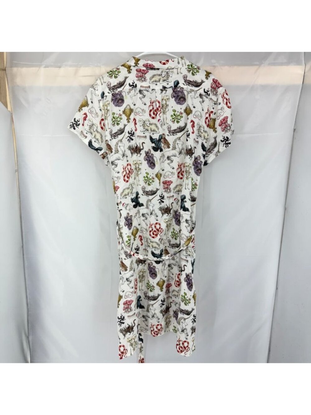 Pretty Snake Women 3XL Freak of Nature Shirt Dress 100% Linen Animal Skeleton - Picture 4 of 9